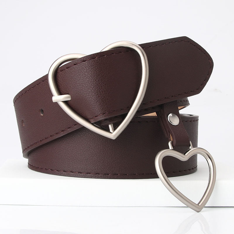 Women's Peach Heart Buckle Trendy Fashion Love Belts