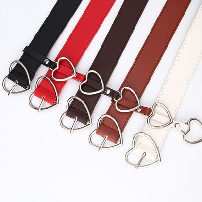 Women's Peach Heart Buckle Trendy Fashion Love Belts