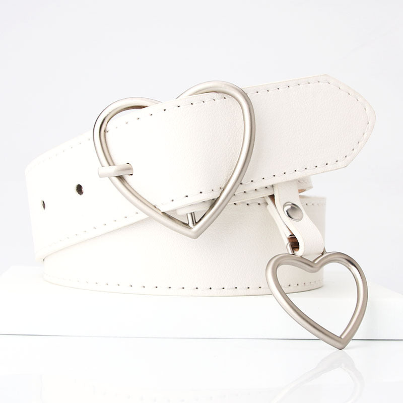 Women's Peach Heart Buckle Trendy Fashion Love Belts