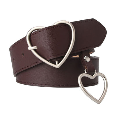 Women's Peach Heart Buckle Trendy Fashion Love Belts