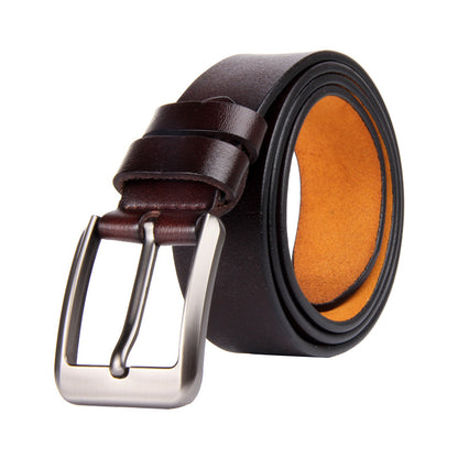 Men's Antique Pin Buckle Yellow Leather Genuine Simple Retro Belts