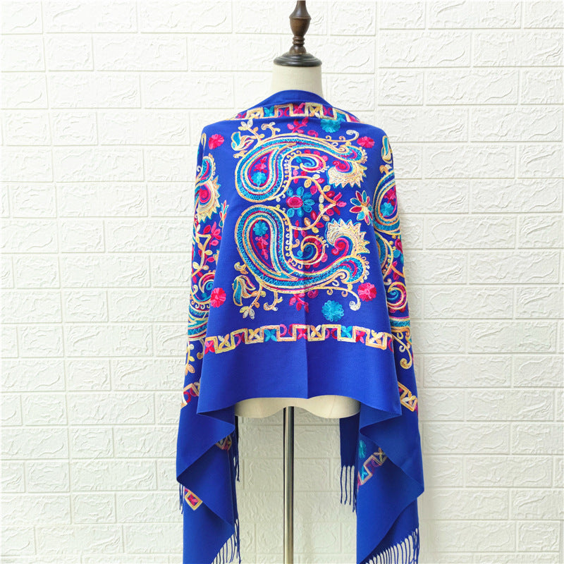 Women's Embroidered Ethnic Style Shawl Warm Tassel Scarfs