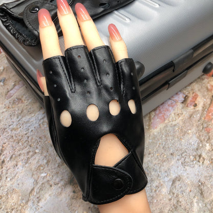 Women's Hollow Mesh Open Finger Half Punk Nightclub Gloves