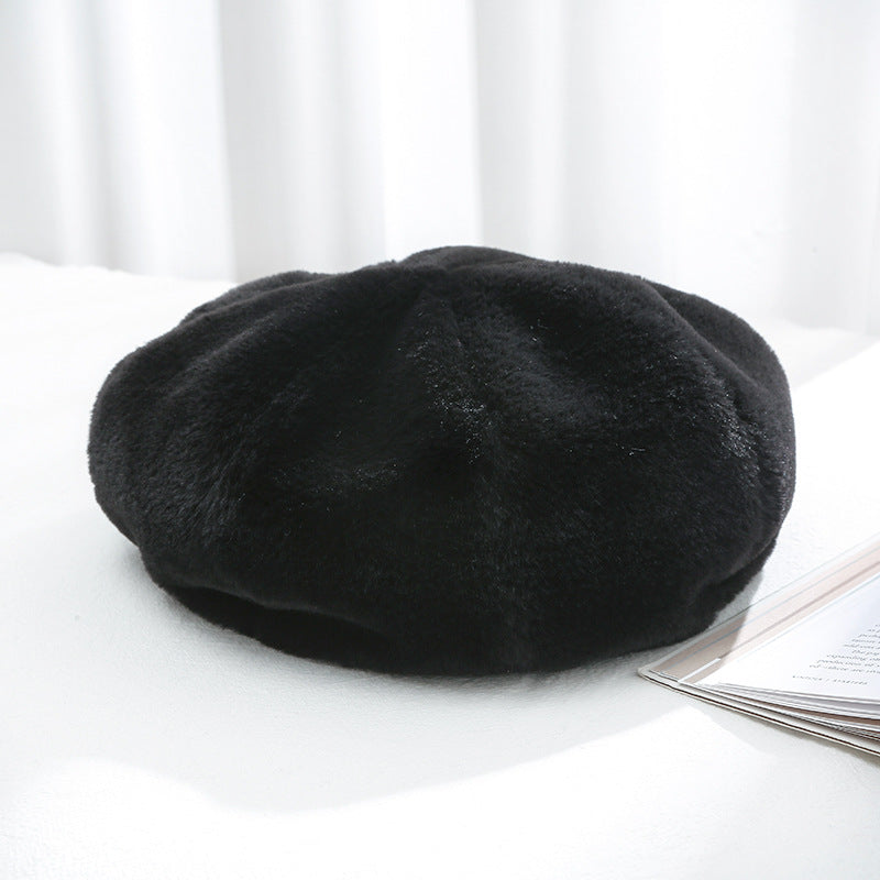 Women's Beret Hat Korean Style Plush Warm Hats & Caps