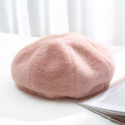 Women's Beret Hat Korean Style Plush Warm Hats & Caps