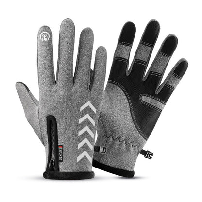 Men's Outdoor Windproof Warm Touch Screen Zipper Gloves