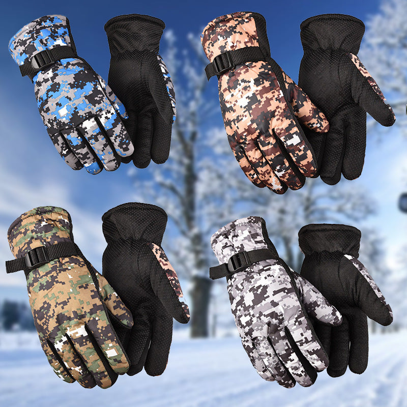 Men's Winter Ski Camouflage Waterproof Windproof Thickening Gloves