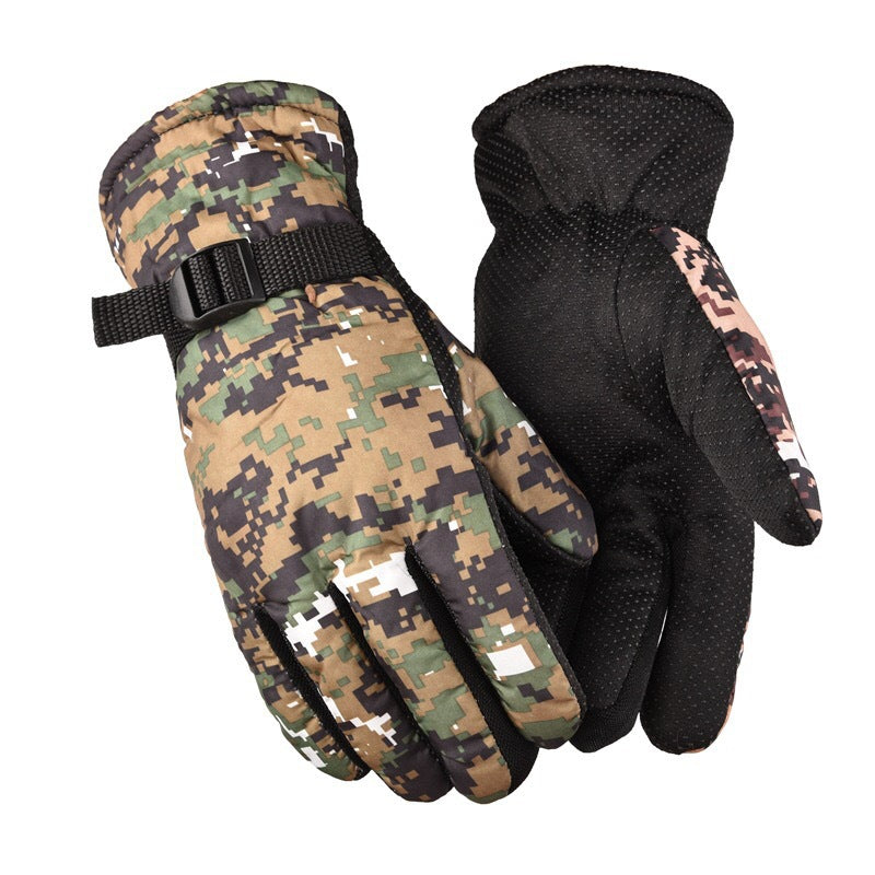 Men's Winter Ski Camouflage Waterproof Windproof Thickening Gloves