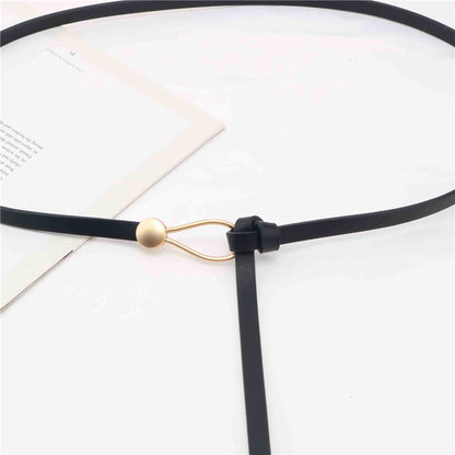 Women's Thin Brown Dark Knotted Decorative Fashion Black With Belts