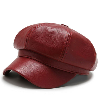 Women's Korean Version Octagonal Upgraded Painter Leather Hats & Caps