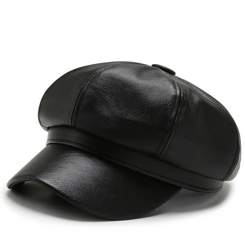 Women's Korean Version Octagonal Upgraded Painter Leather Hats & Caps