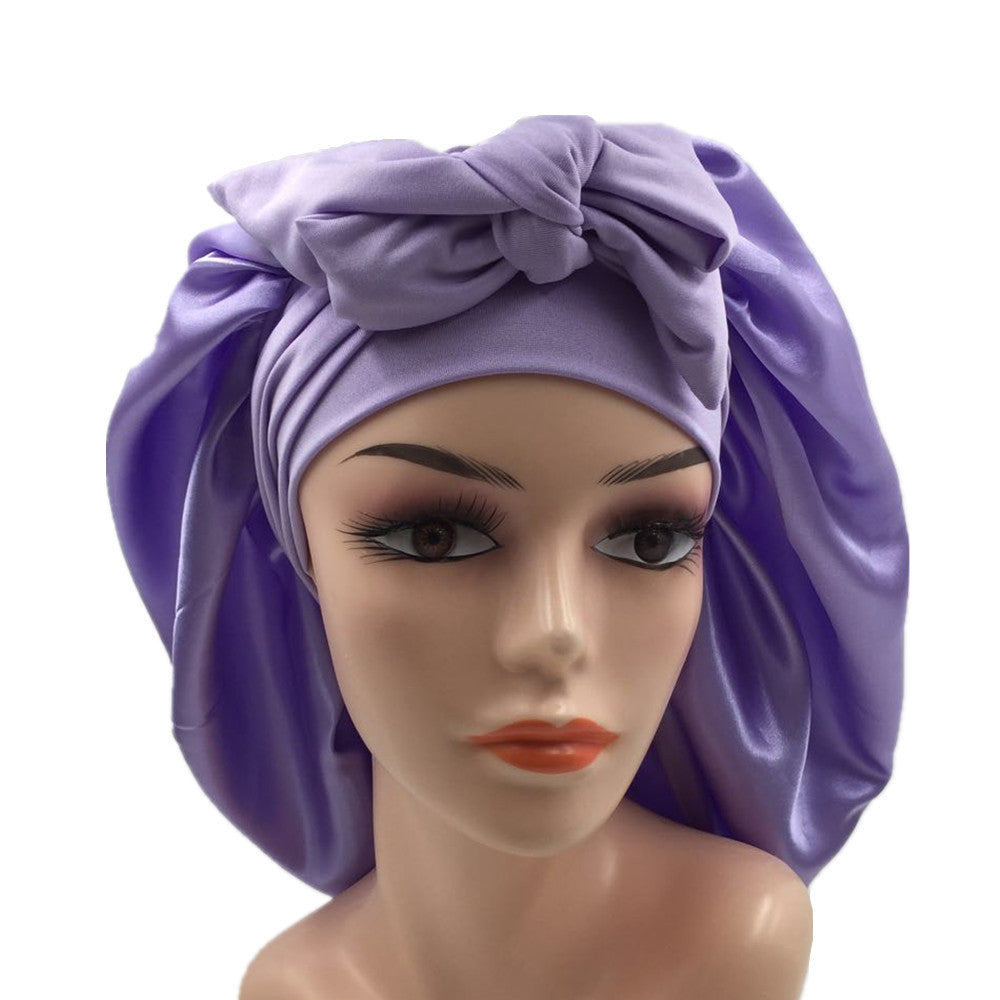 Pure Color Satin Nightcap Diameter Artificial Silk Hats & Caps