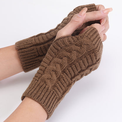 Women's & Men's Short Twist Fashion Korean Knitted Wool Exposed Gloves