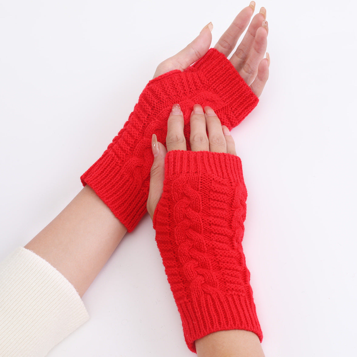 Women's & Men's Short Twist Fashion Korean Knitted Wool Exposed Gloves