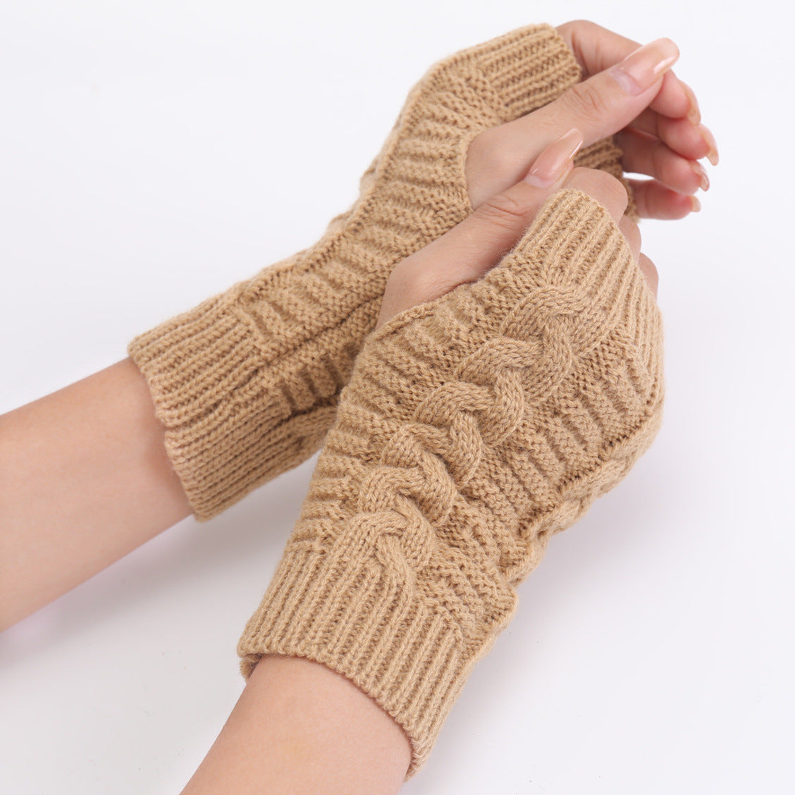 Women's & Men's Short Twist Fashion Korean Knitted Wool Exposed Gloves