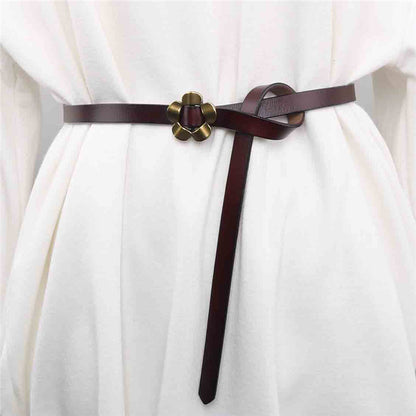 Women's Leather Fashion Knotted Decorative Black Coffee Belts