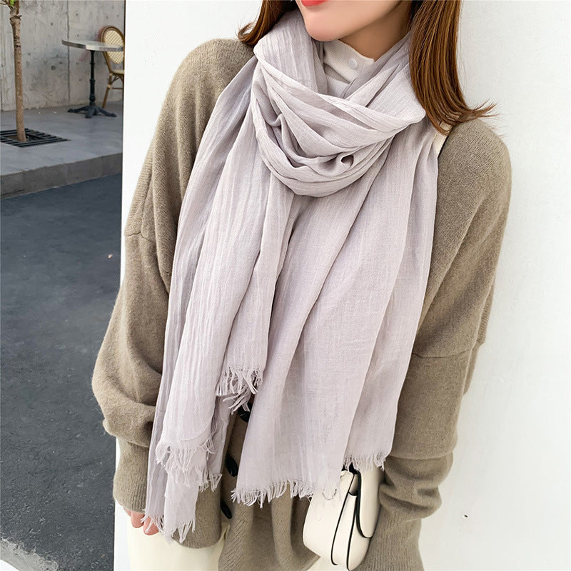 Women's Cotton Linen Spring Korean Style Sweet Sunscreen Scarfs