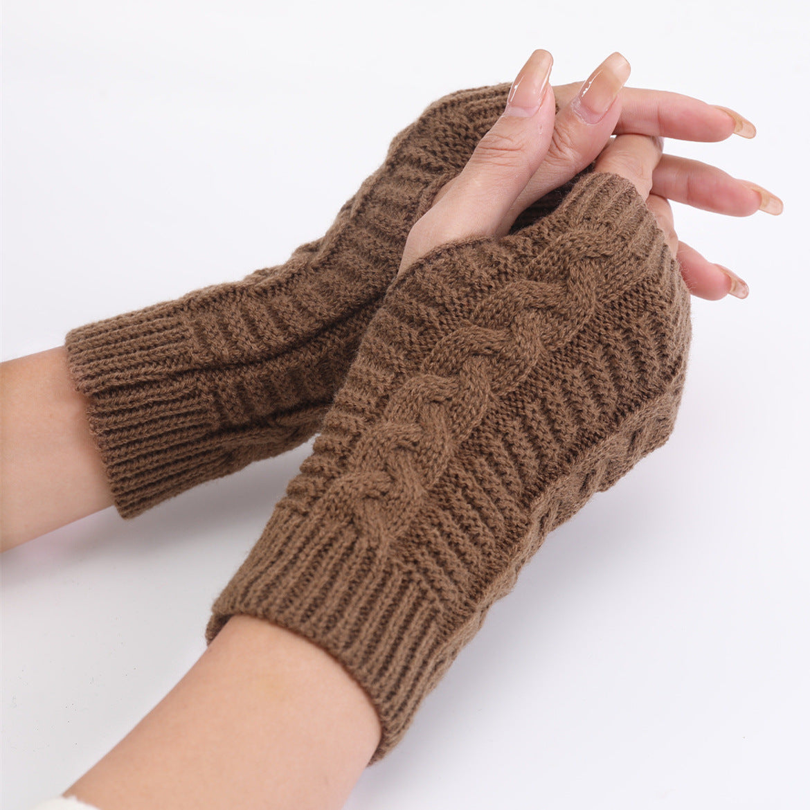 Women's & Men's Short Twist Fashion Korean Knitted Wool Exposed Gloves