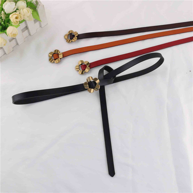 Women's Leather Fashion Knotted Decorative Black Coffee Belts