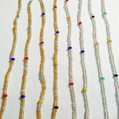 Ornament Pcs Set African Waist Bead Colorful Glass Crystal Belts