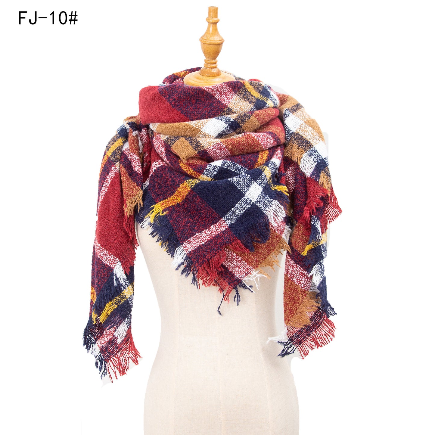 Women's Thickened Warm Circle Yarn Bristle Plaid Scarfs