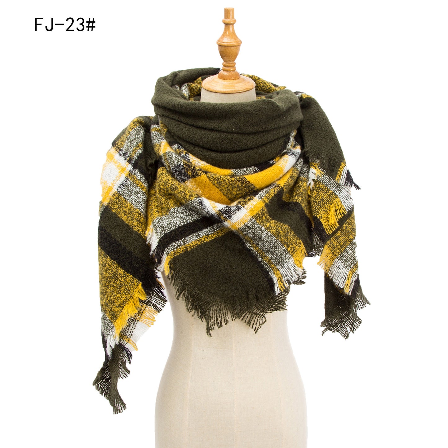 Women's Thickened Warm Circle Yarn Bristle Plaid Scarfs