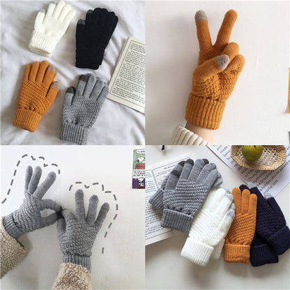 Women's & Men's Winter Couple Knitted Thickened Veet Touch Gloves