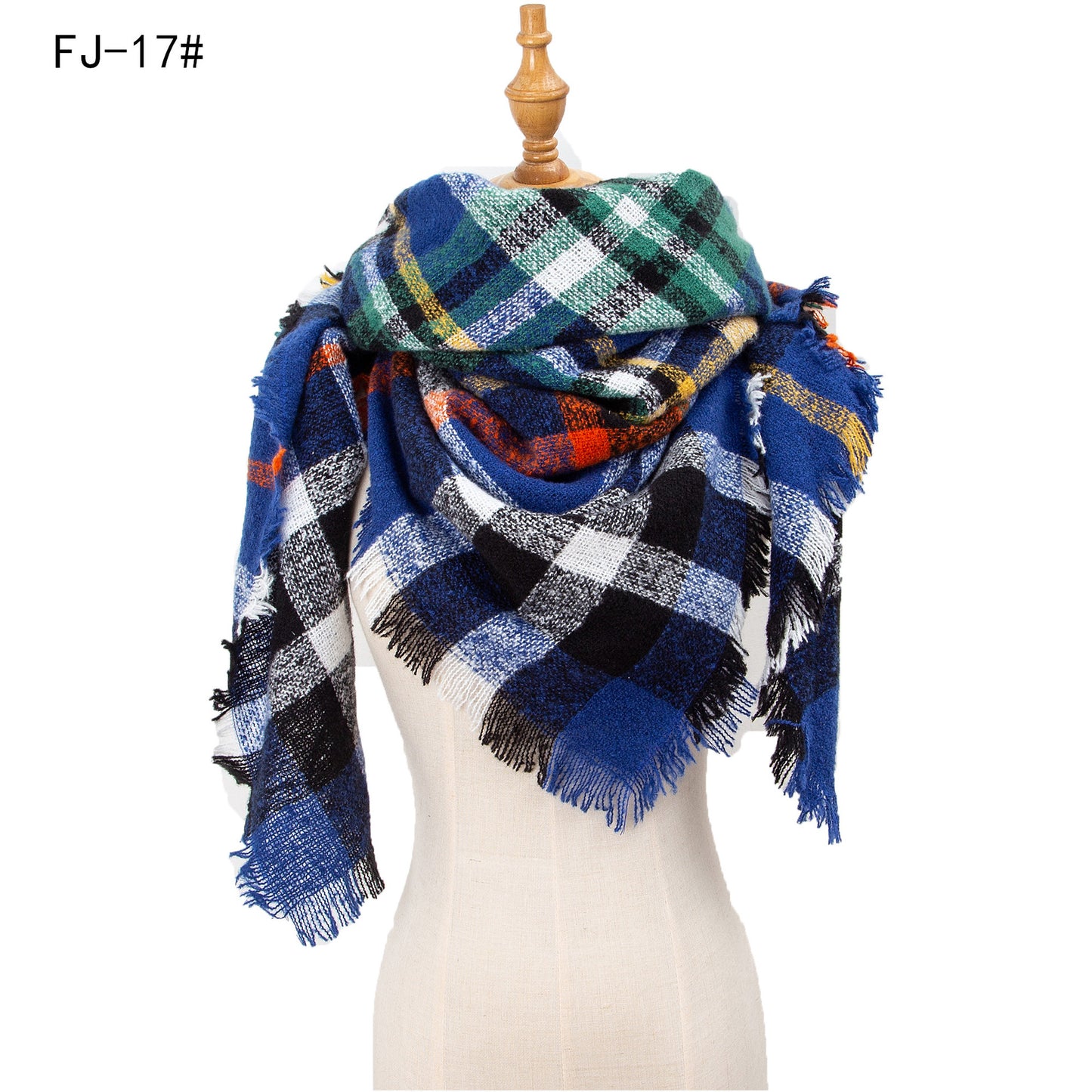 Women's Thickened Warm Circle Yarn Bristle Plaid Scarfs