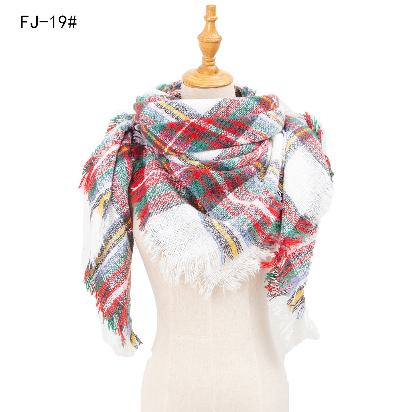 Women's Thickened Warm Circle Yarn Bristle Plaid Scarfs