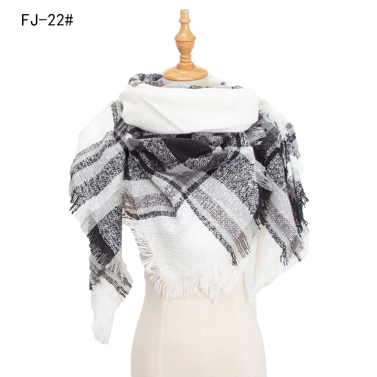 Women's Thickened Warm Circle Yarn Bristle Plaid Scarfs