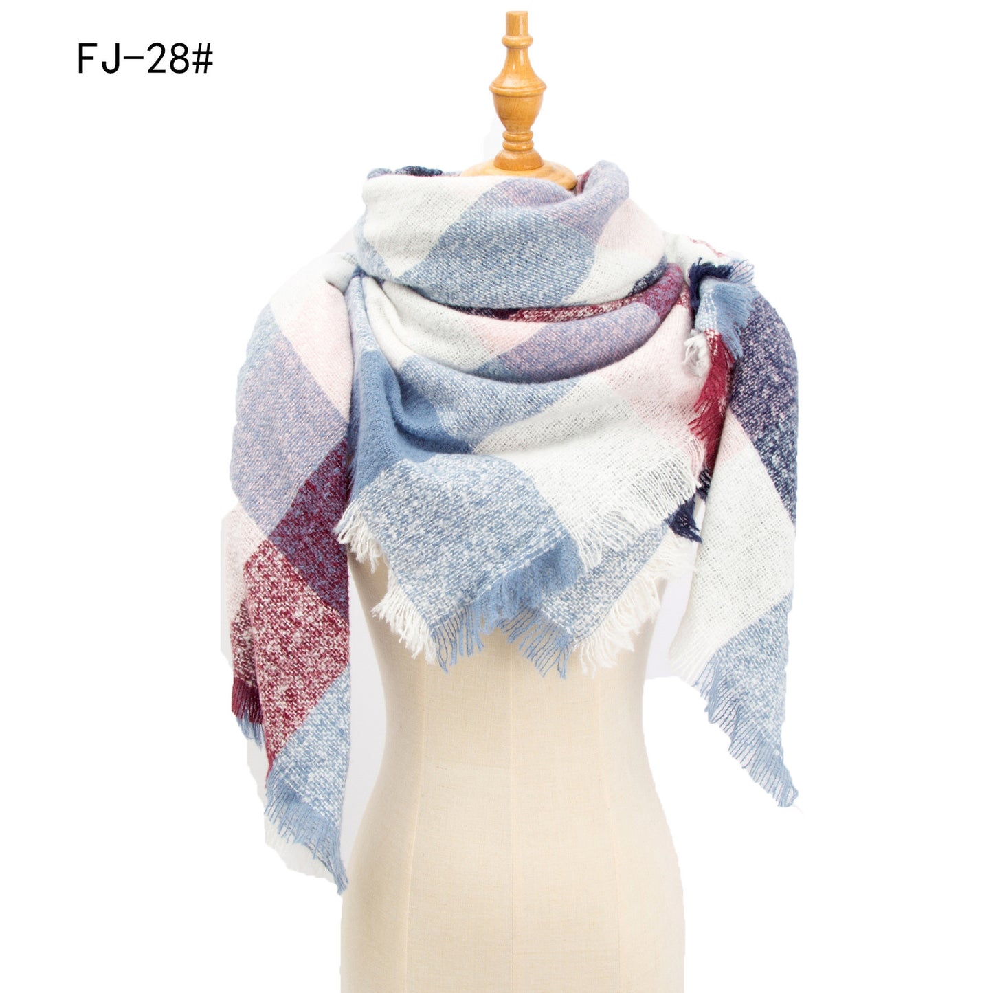 Women's Thickened Warm Circle Yarn Bristle Plaid Scarfs