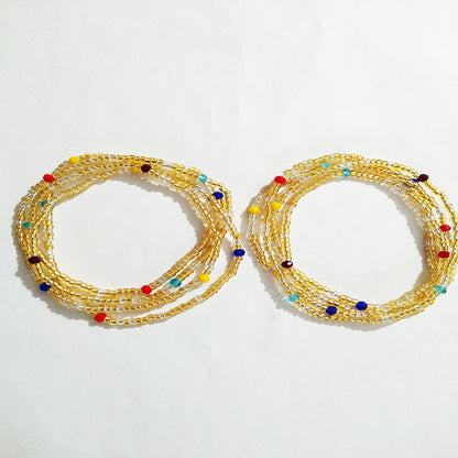 Ornament Pcs Set African Waist Bead Colorful Glass Crystal Belts