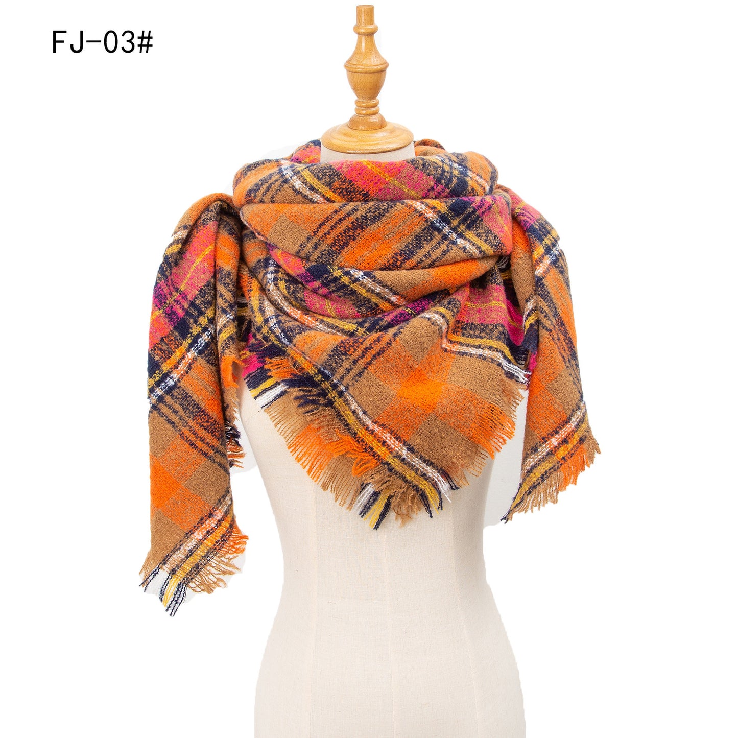 Women's Thickened Warm Circle Yarn Bristle Plaid Scarfs