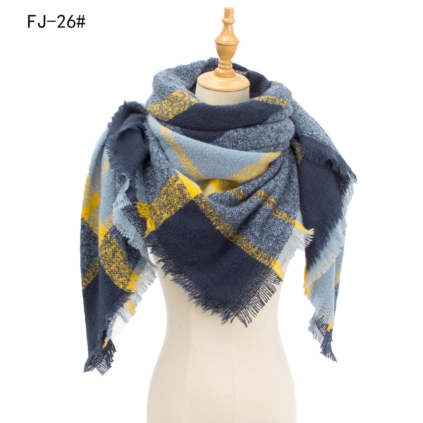 Women's Thickened Warm Circle Yarn Bristle Plaid Scarfs