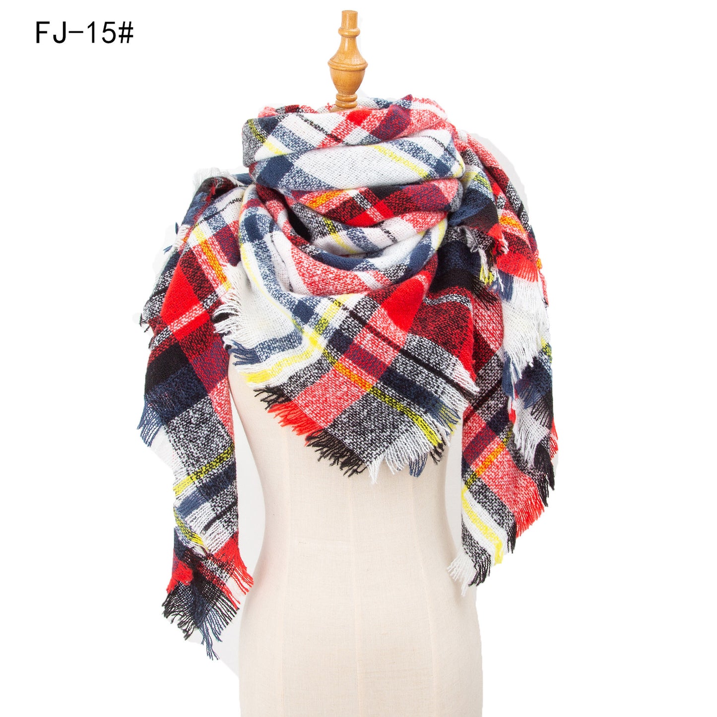 Women's Thickened Warm Circle Yarn Bristle Plaid Scarfs