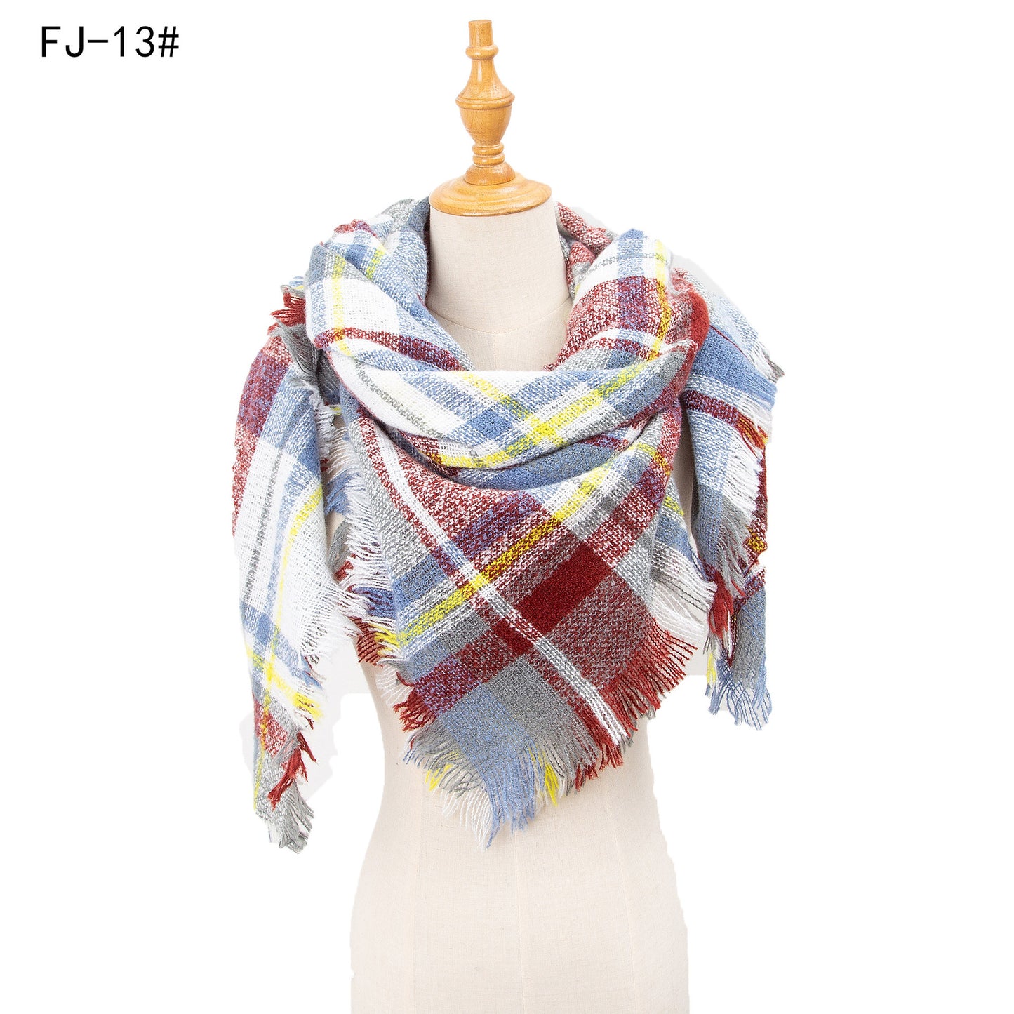 Women's Thickened Warm Circle Yarn Bristle Plaid Scarfs