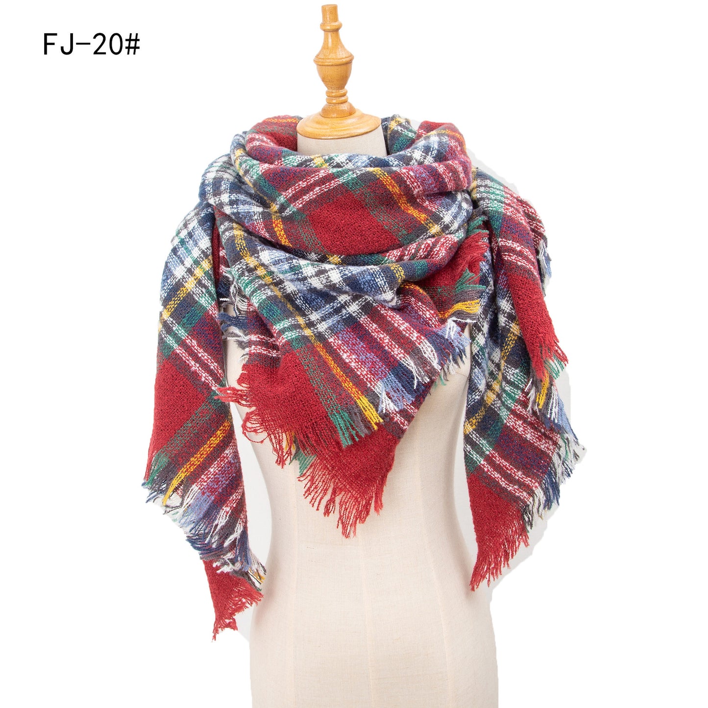 Women's Thickened Warm Circle Yarn Bristle Plaid Scarfs