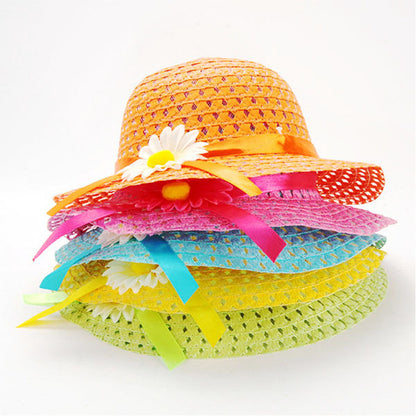 Children's Sunflower Straw Hat Handbag Suit Sun Kids' Headwear