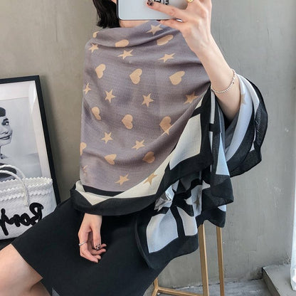 Women's Style Cotton Linen Color Matching Shawl Thin Scarfs