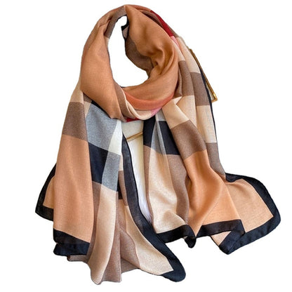 Women's Style Cotton Linen Color Matching Shawl Thin Scarfs