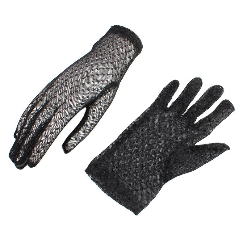 Women's Sexy Black Five-finger Driving Sun Protection Gloves