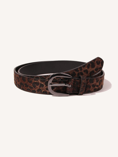 Women's Suede Leopard Print Simple Pin Buckle Belts