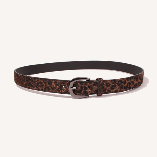 Women's Suede Leopard Print Simple Pin Buckle Belts