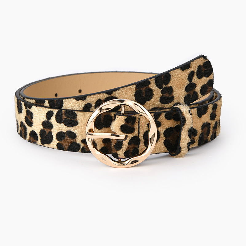 Women's Wide Fashion Snake Pattern Leopard Print Jeans Irregular Belts