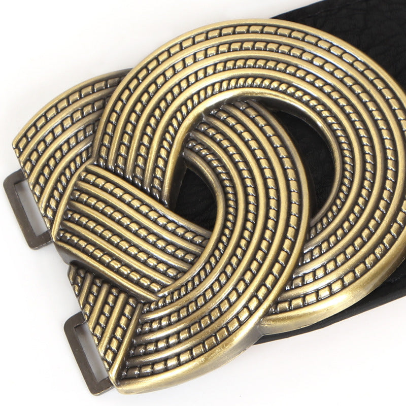 Women's Retro Wide Waist Seal Black Fashion Belts