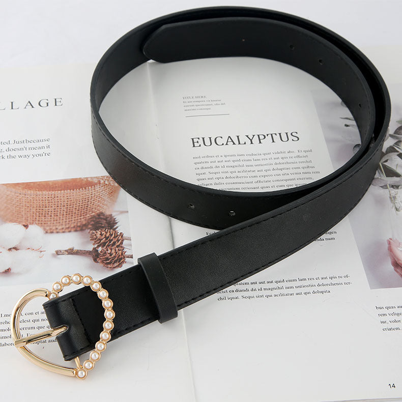 Women's Love Pearl Pin Buckle Korean Simple Retro Fashion Decoration Belts