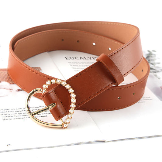 Women's Love Pearl Pin Buckle Korean Simple Retro Fashion Decoration Belts