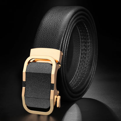 Men's First Layer Cow Leather Automatic Buckle Belts