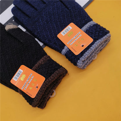 Men's Wool Warm Full Finger Five Knitted Gloves