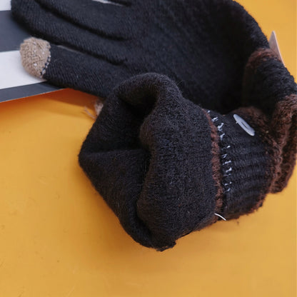 Men's Wool Warm Full Finger Five Knitted Gloves